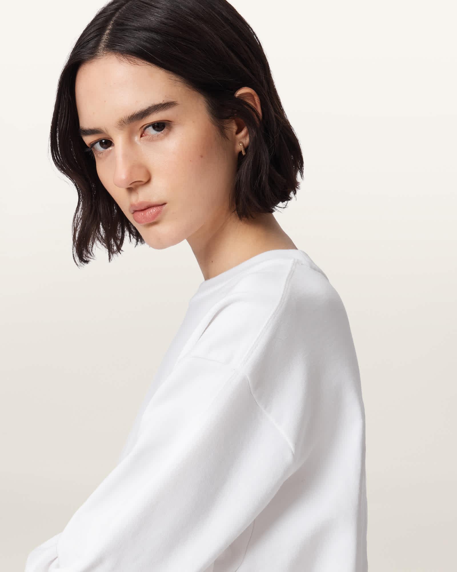 Mabel Etta Oversized Sweatshirt Optic White | ALLSAINTS US Product Image