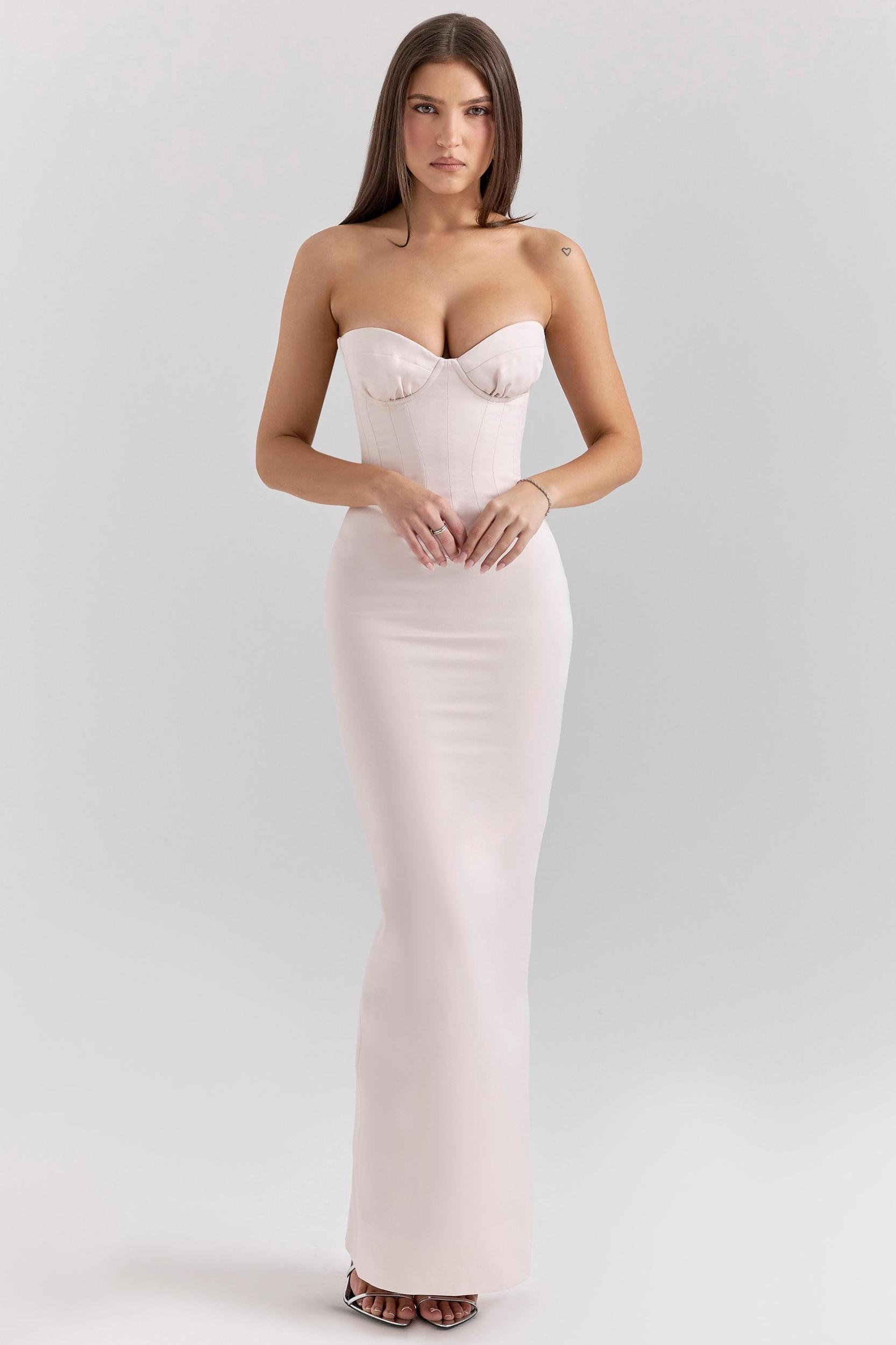 Valeria  blush satin midi dress Product Image