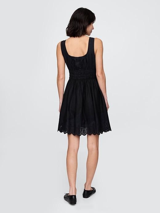 Linen-Blend Smocked Mini Dress Product Image