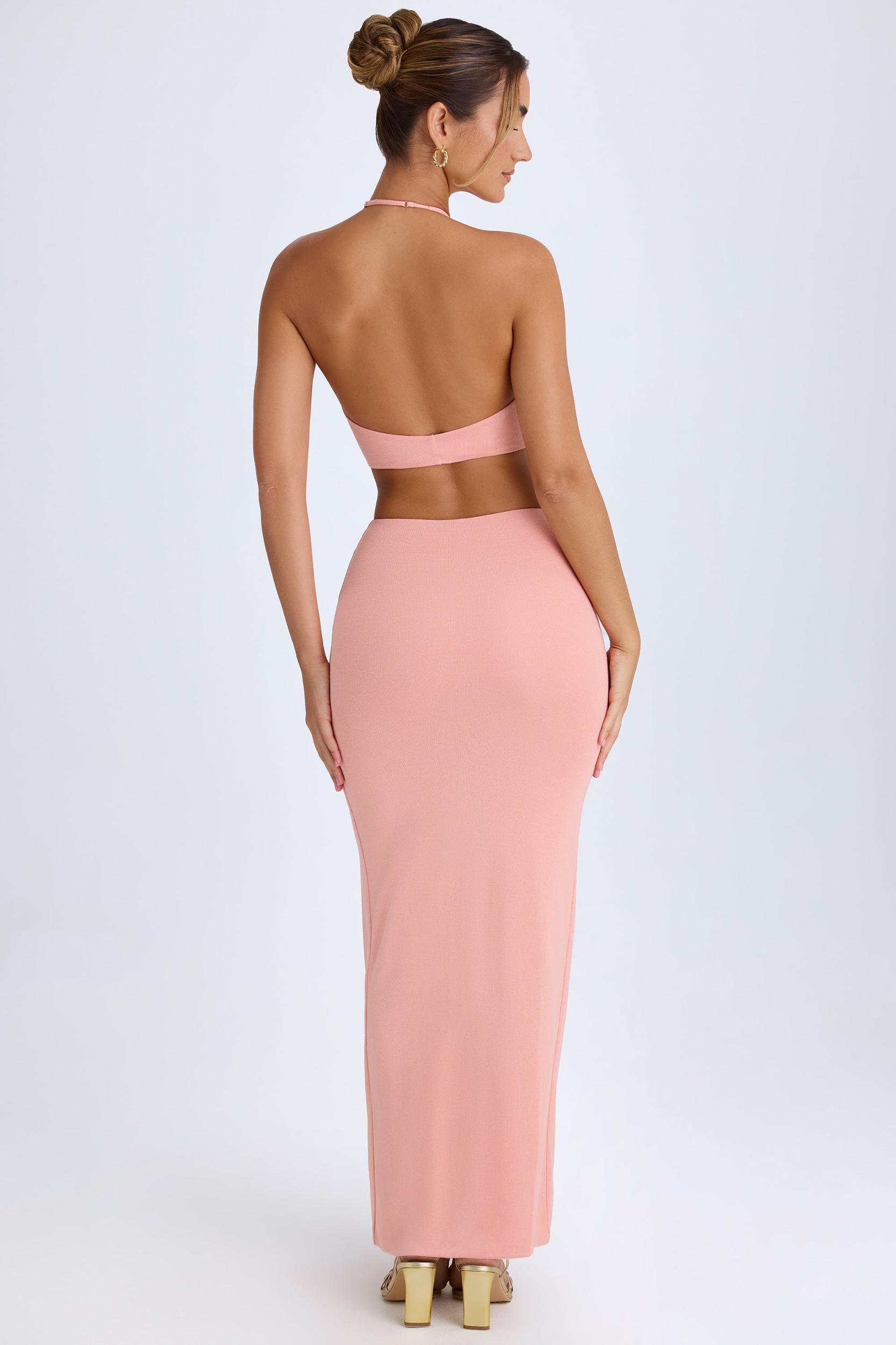 Cut-Out Halterneck Maxi Dress in Apricot Pink Female Product Image