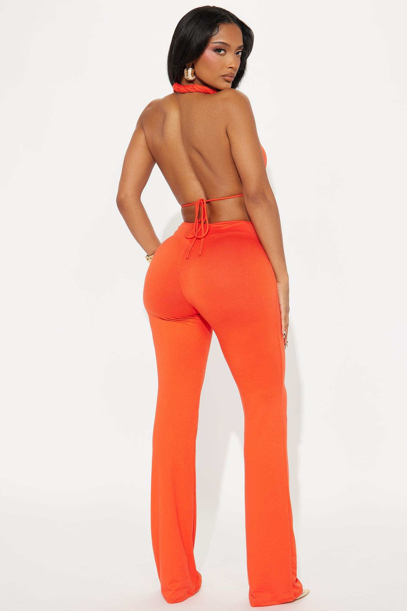 Arabella Off Shoulder Flare Jumpsuit - Orange Product Image
