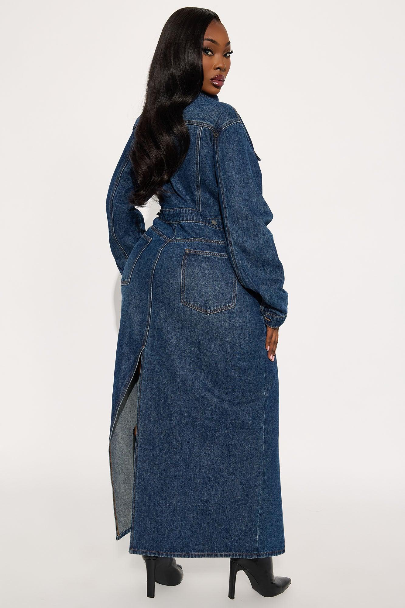 Making Moves Denim Trench Coat - Medium Wash Female Product Image