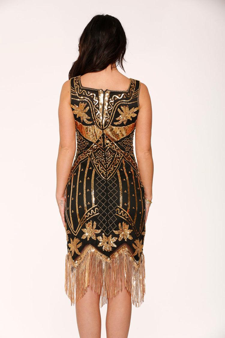 Black & Gold Flapper Dress Product Image