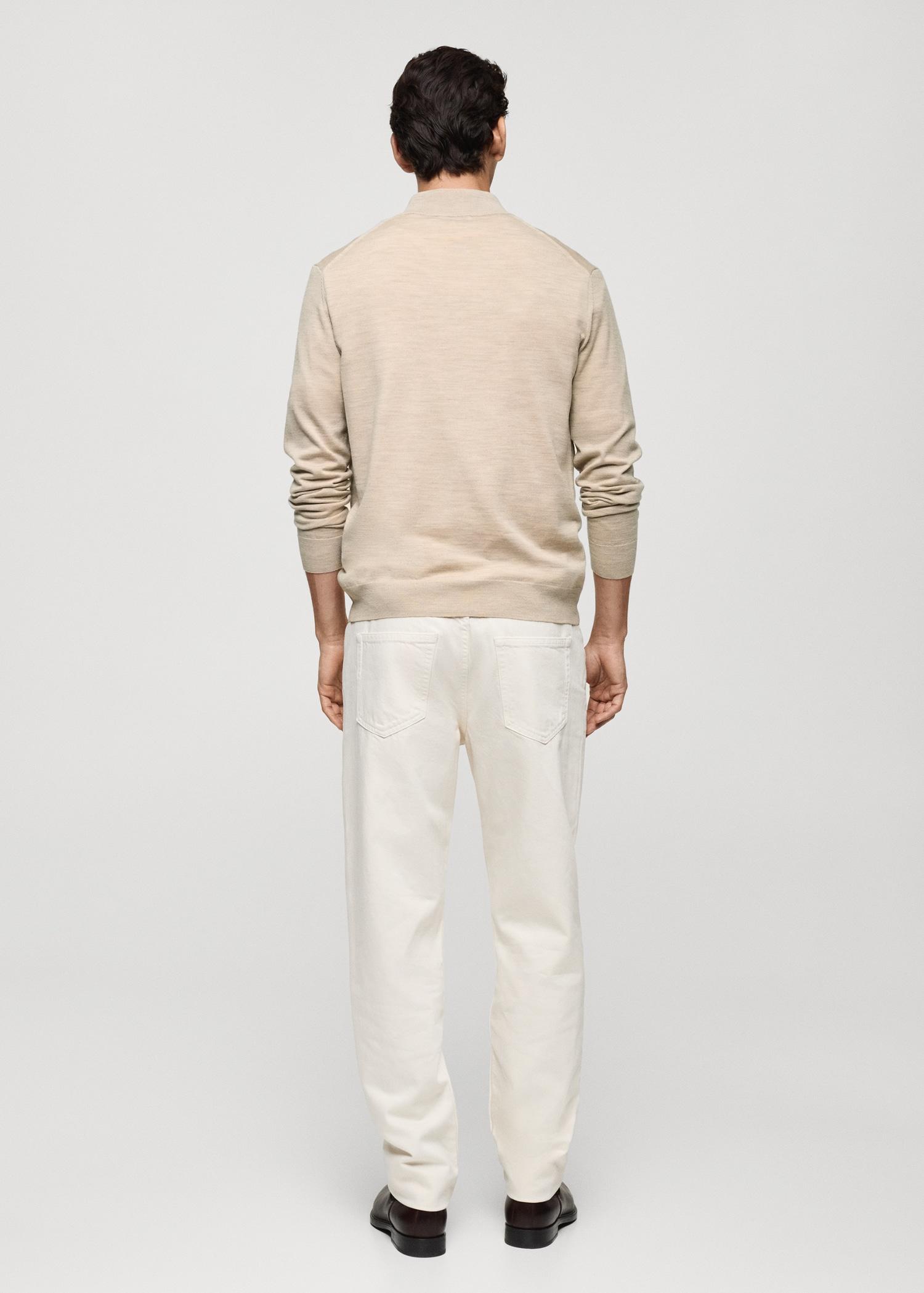 100% merino wool perkins-neck sweater with zipper - Men | MANGO USA Product Image