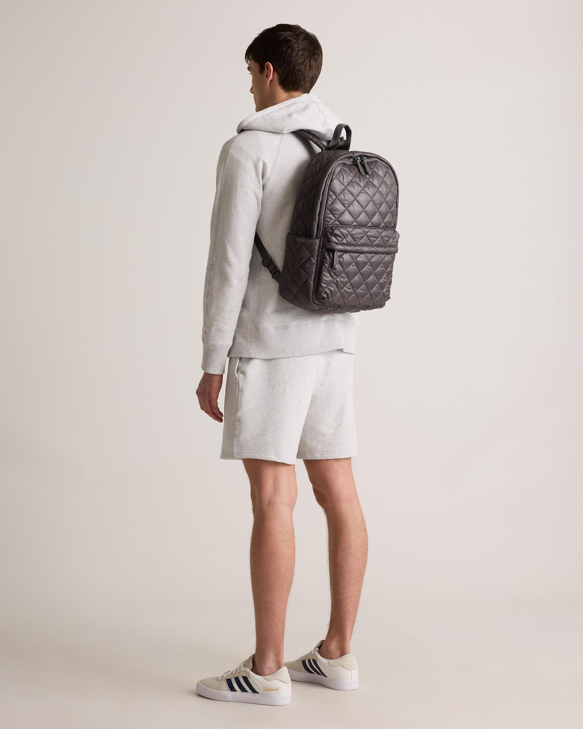 Quince | Women's Transit Quilted Commuter Backpack in Charcoal, Nylon Product Image