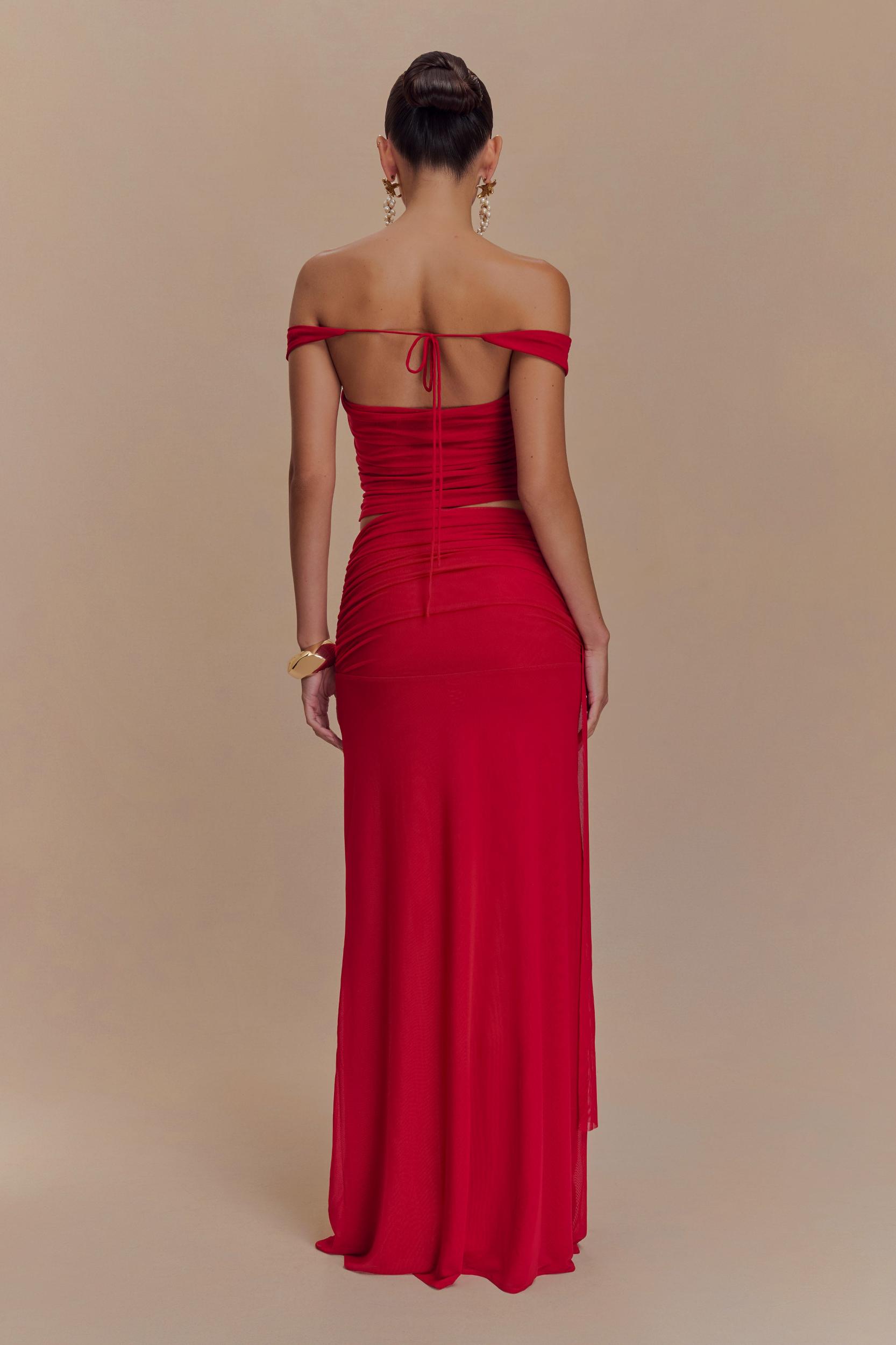 Brooklyn Mesh Crop Top - Ruby Product Image