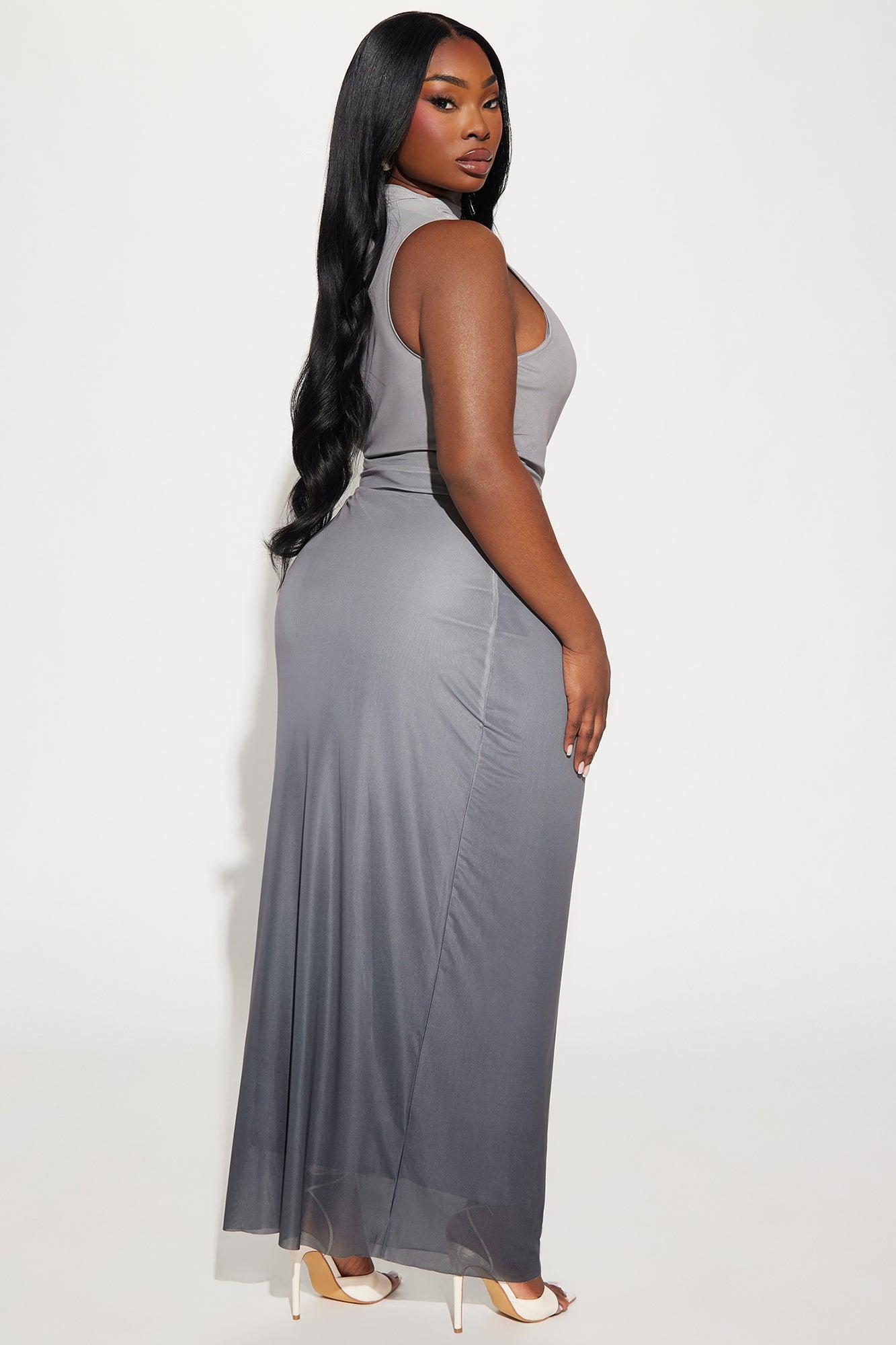 Jessie Mesh Maxi Dress - Grey/combo Product Image
