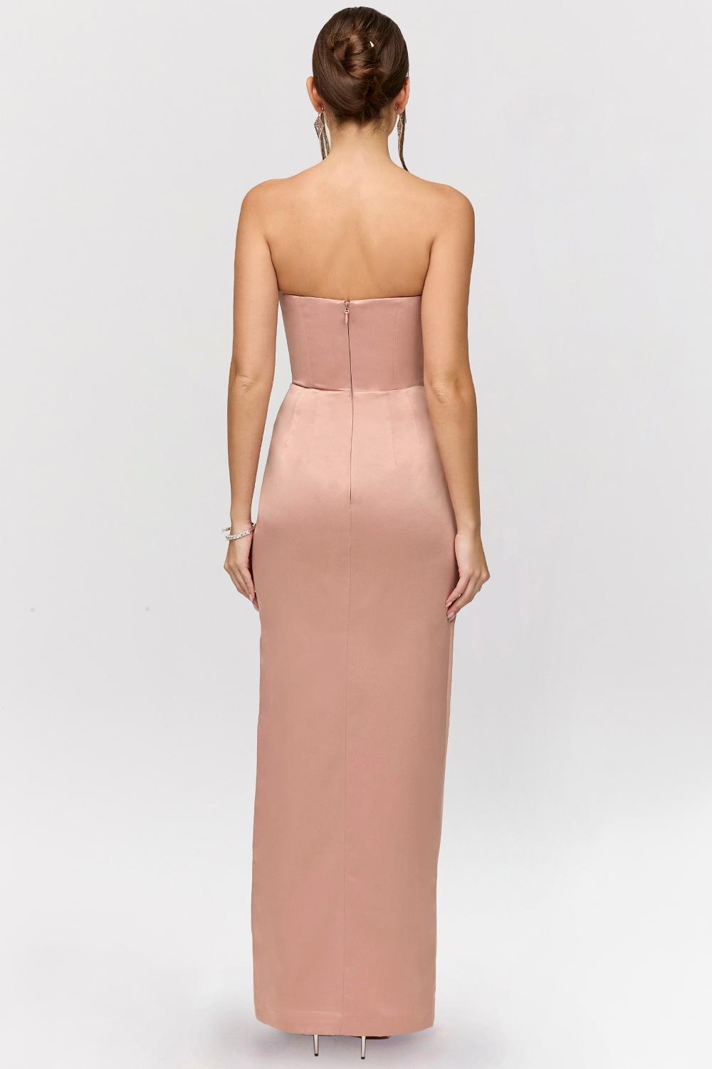 Adrienne  blush satin strapless gown Product Image