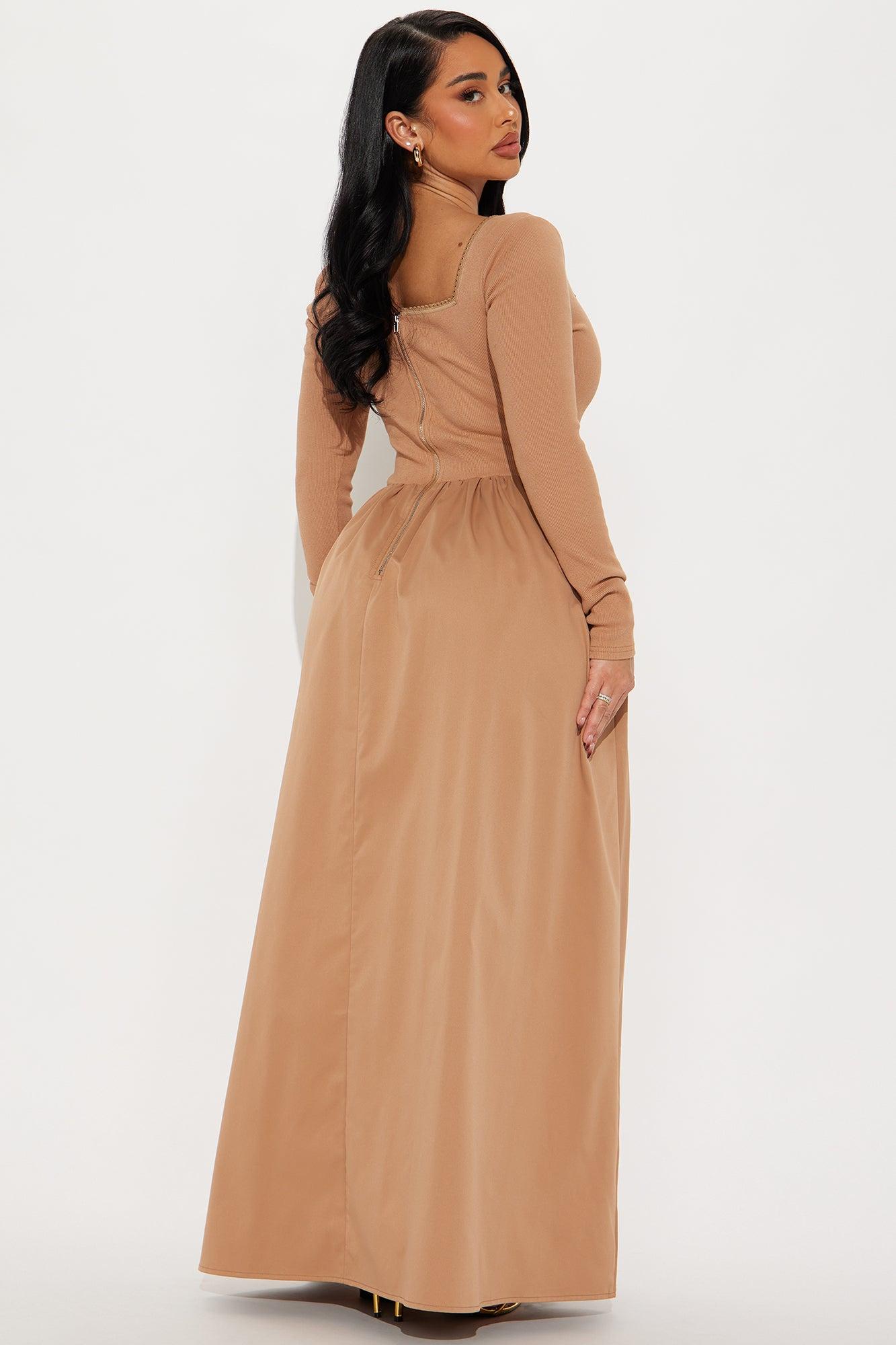 Mia Long Sleeve Maxi Dress - Mocha Product Image