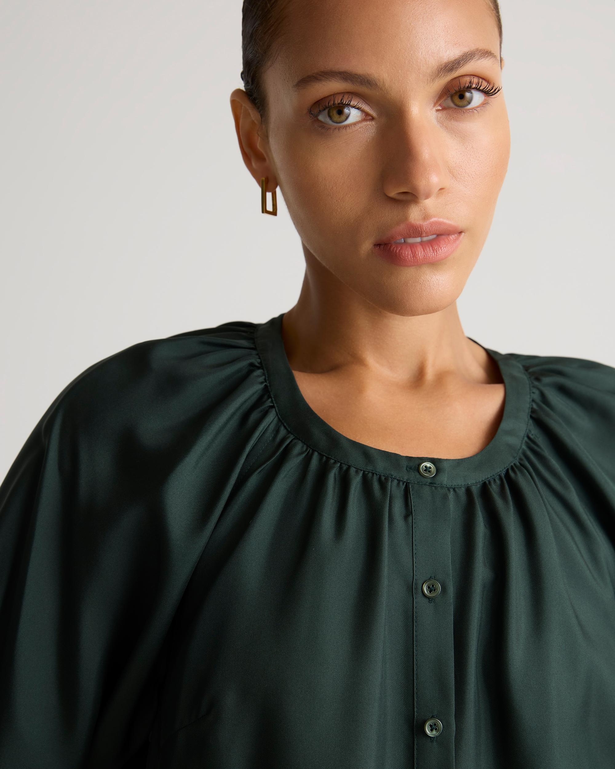 Quince | Women's 100% Silk Twill Button Front Mini Dress Product Image