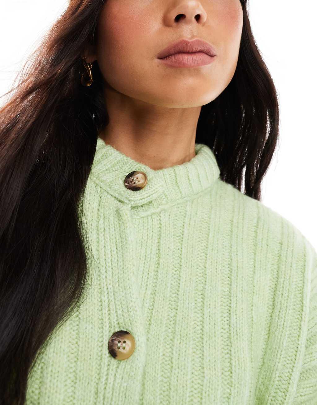 Miss Selfridge oversized rib cardigan in matcha Product Image