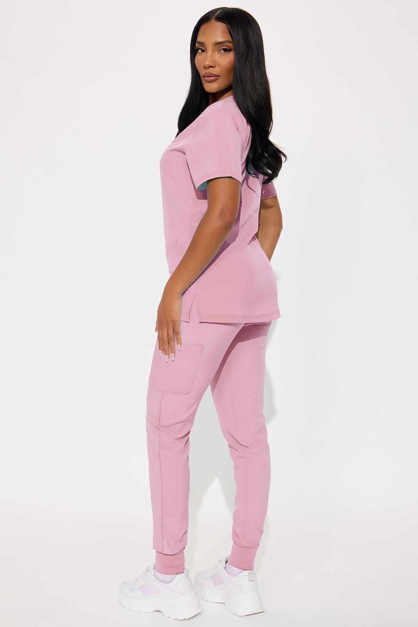 Daily Clock In 4 Way Stretch Uniform Scrub Jogger Set - Mauve Female Product Image