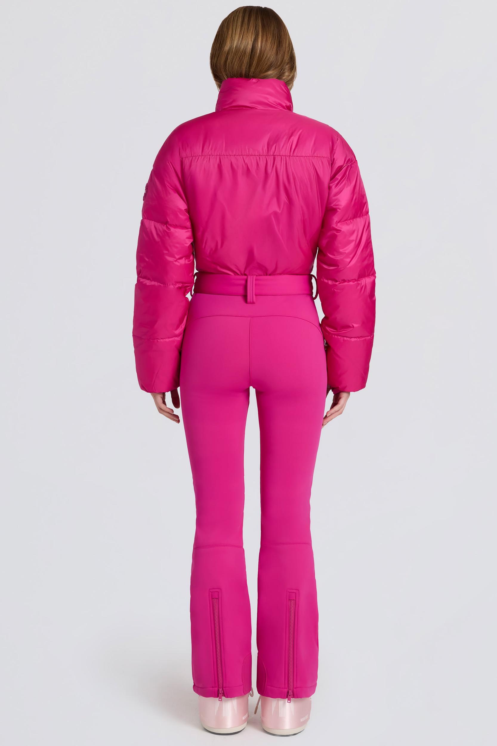 Waterproof Padded Belted Ski Suit in Magenta Pink Product Image