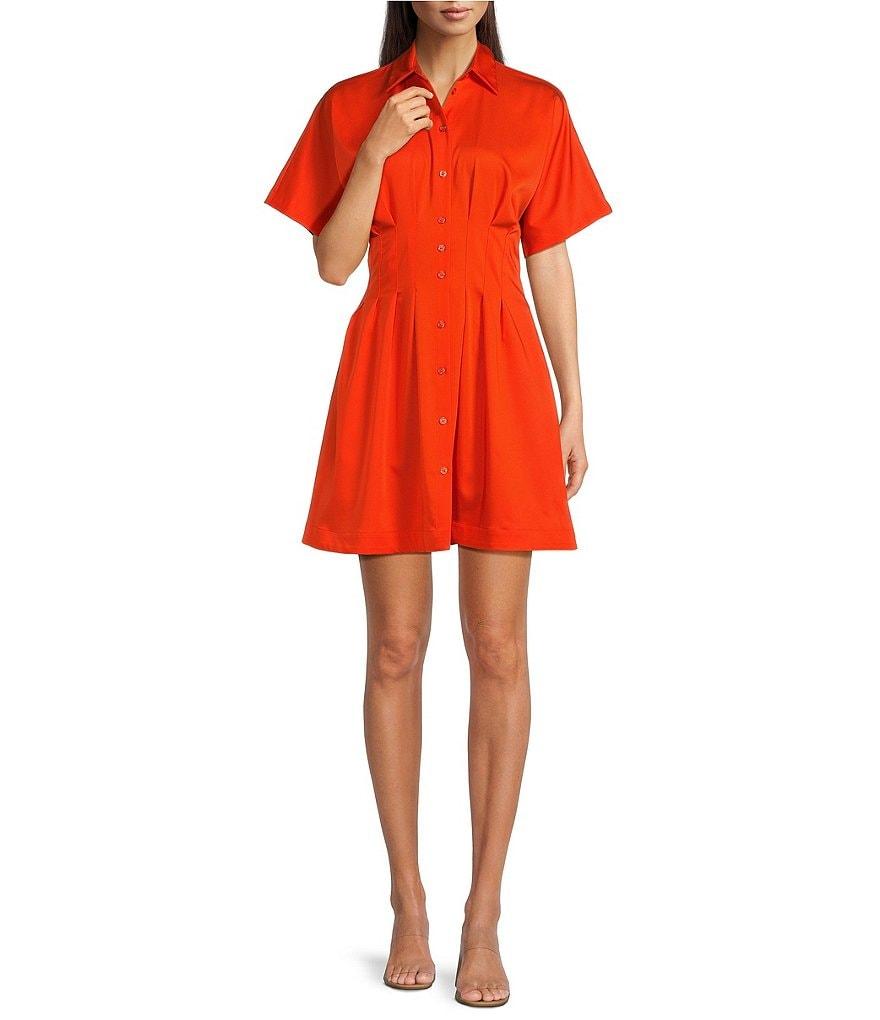Alex Marie Sophia Button Down Collared Short Sleeve Dress Product Image