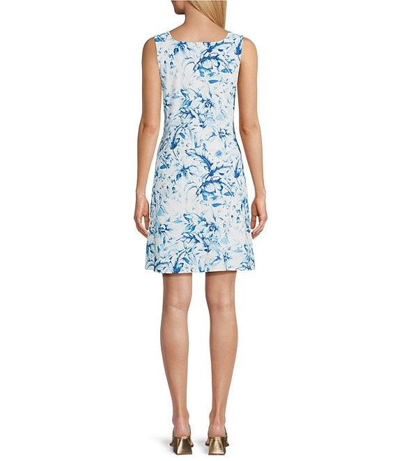 Tommy Bahama Abby Interlock Flora Fresco Peach Jersey Scoop Neck Sleeveless Sheath Dress Product Image