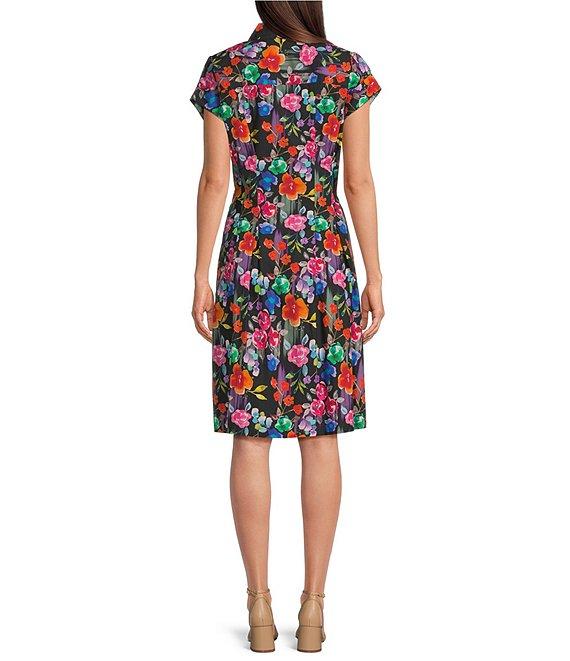 APNY Woven Floral Print Point Collar Short Sleeve Shirt Dress Product Image