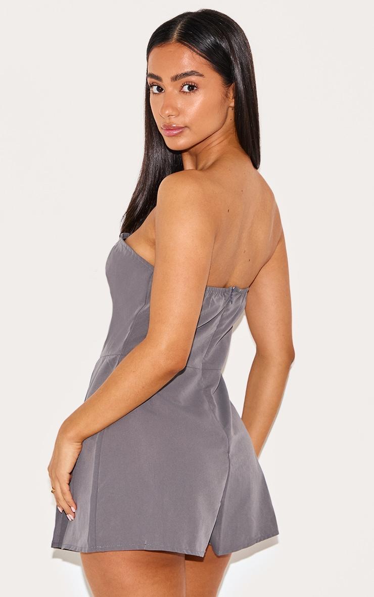 Petite Charcoal Woven Bandeau Fitted Romper Product Image