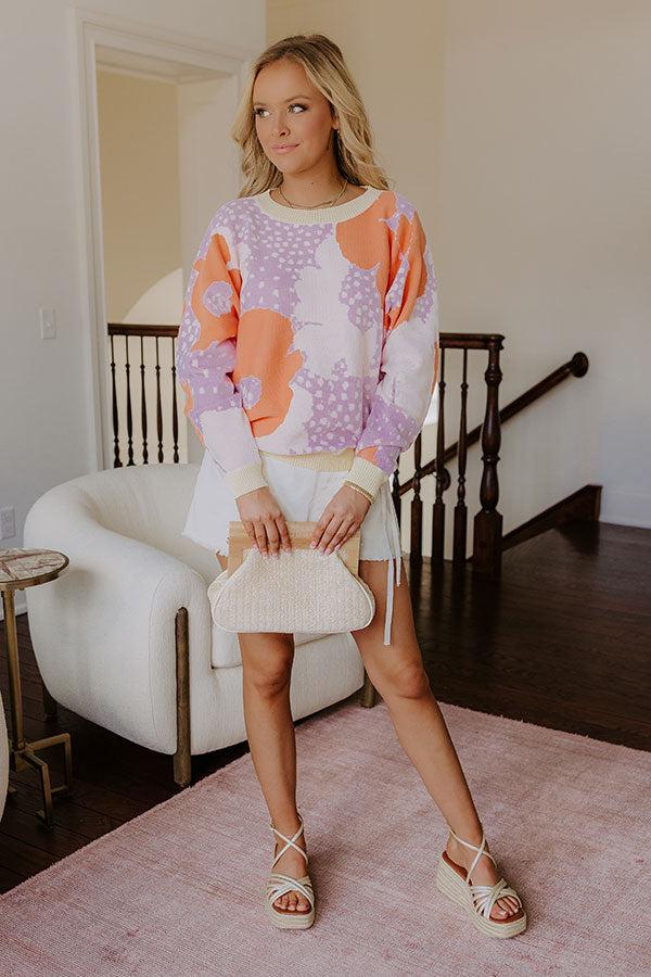 Wait And Smile Floral Sweater In Dusty Purple Product Image