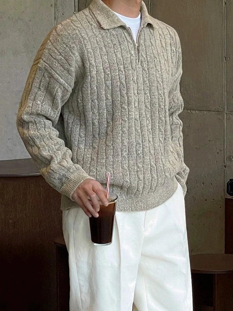 RT No. 18531 TWIST KNIT QUARTER ZIP SWEATER Product Image