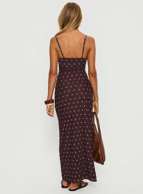 Glass Half Full Mesh Maxi Dress Plum / Pink Polka Dot Product Image