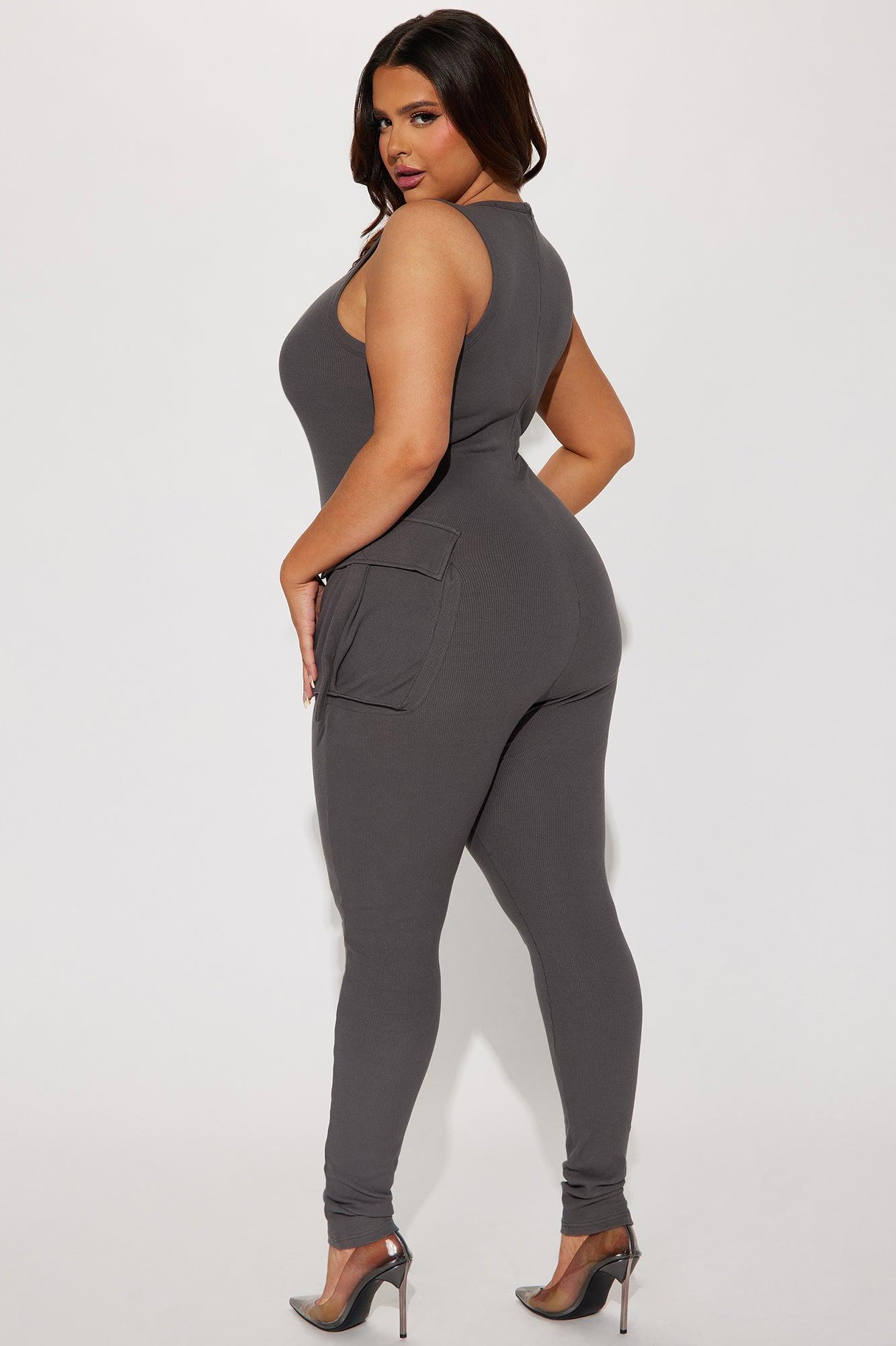 Maddix Ribbed Jumpsuit - Charcoal Product Image