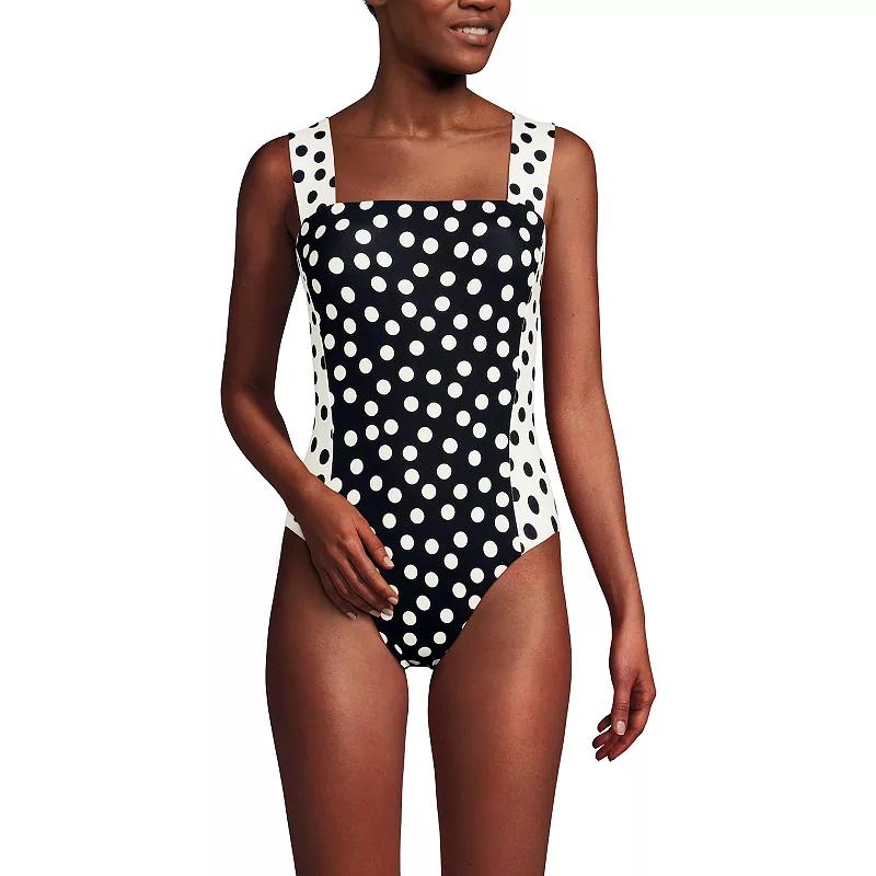 Women's Lands' End Square Neck High Leg One-Piece Swimsuit,  Product Image