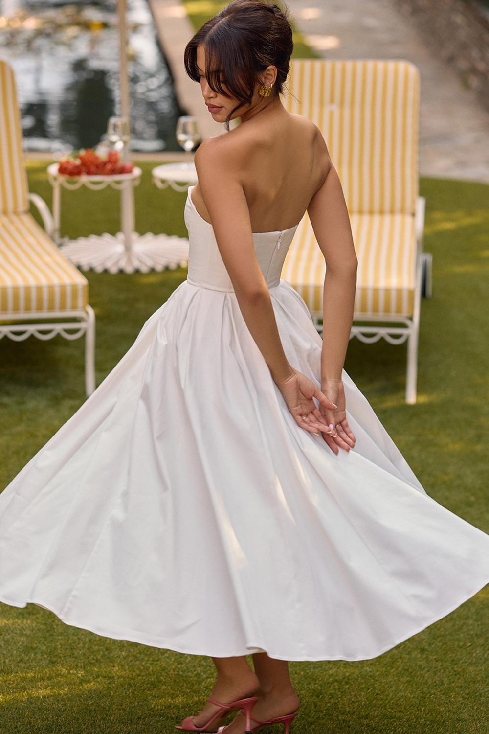 Audrey  white strapless midi sundress Product Image