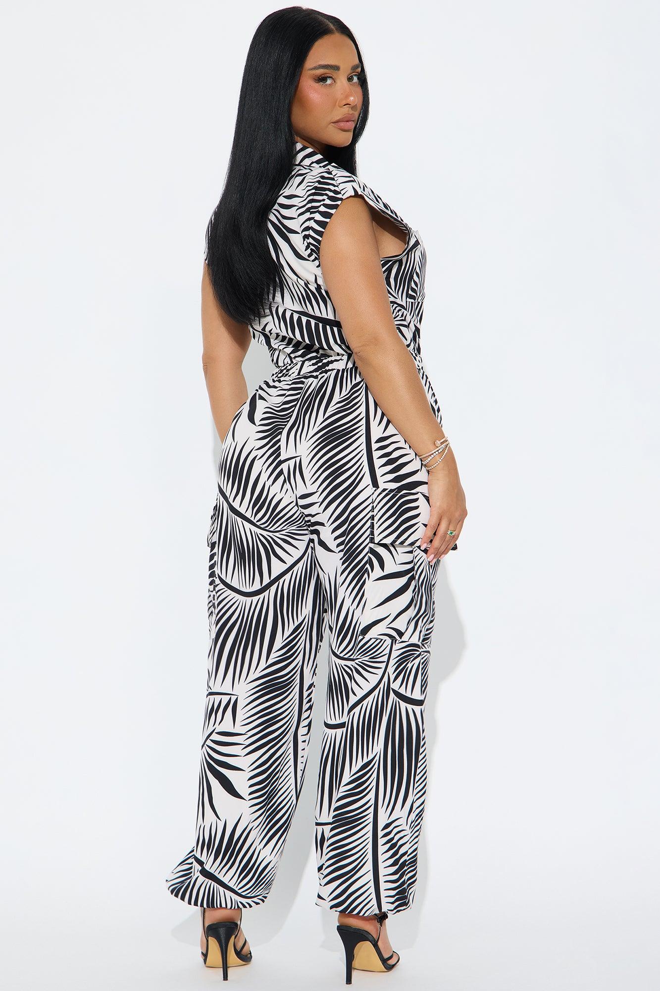 Rosalia Tropical Jumpsuit - Black/White Female Product Image