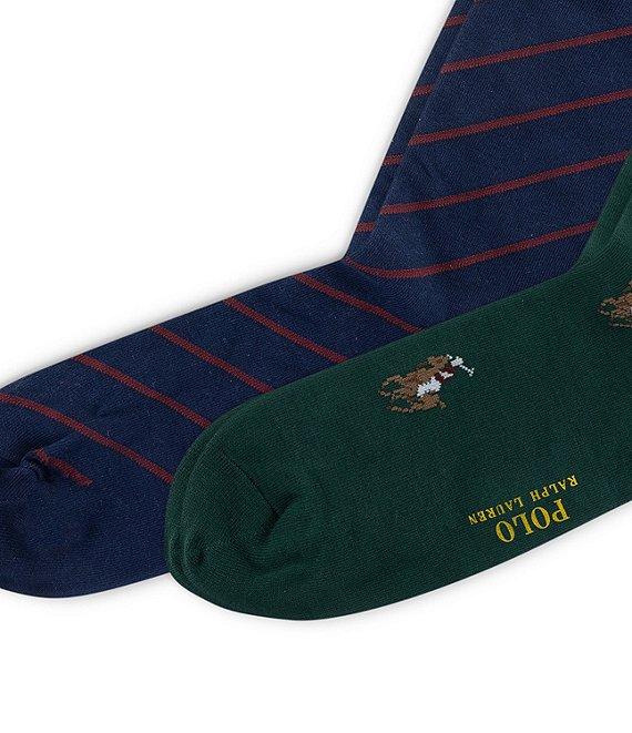 Polo Ralph Lauren Polo Player/Striped Dress Socks 2-Pack Product Image