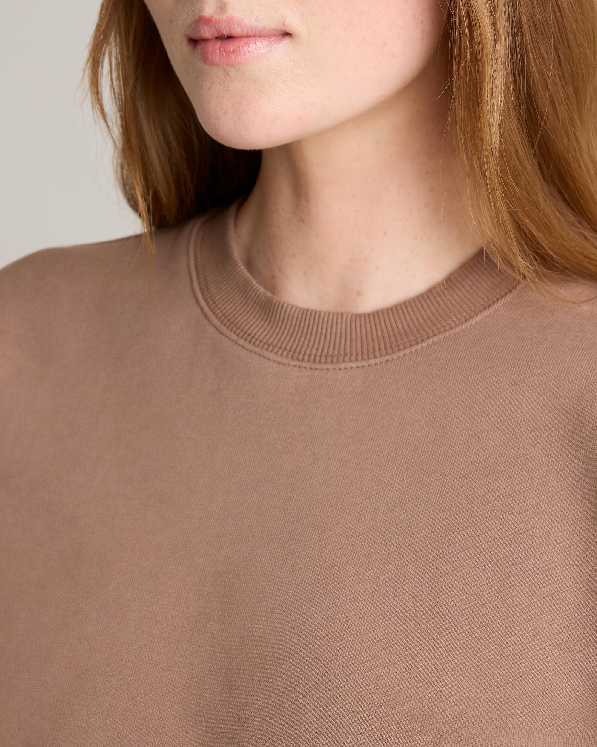 Quince | Women's Organic Heavyweight Fleece Crew Neck Alpaca Sweater Organic Cotton Product Image