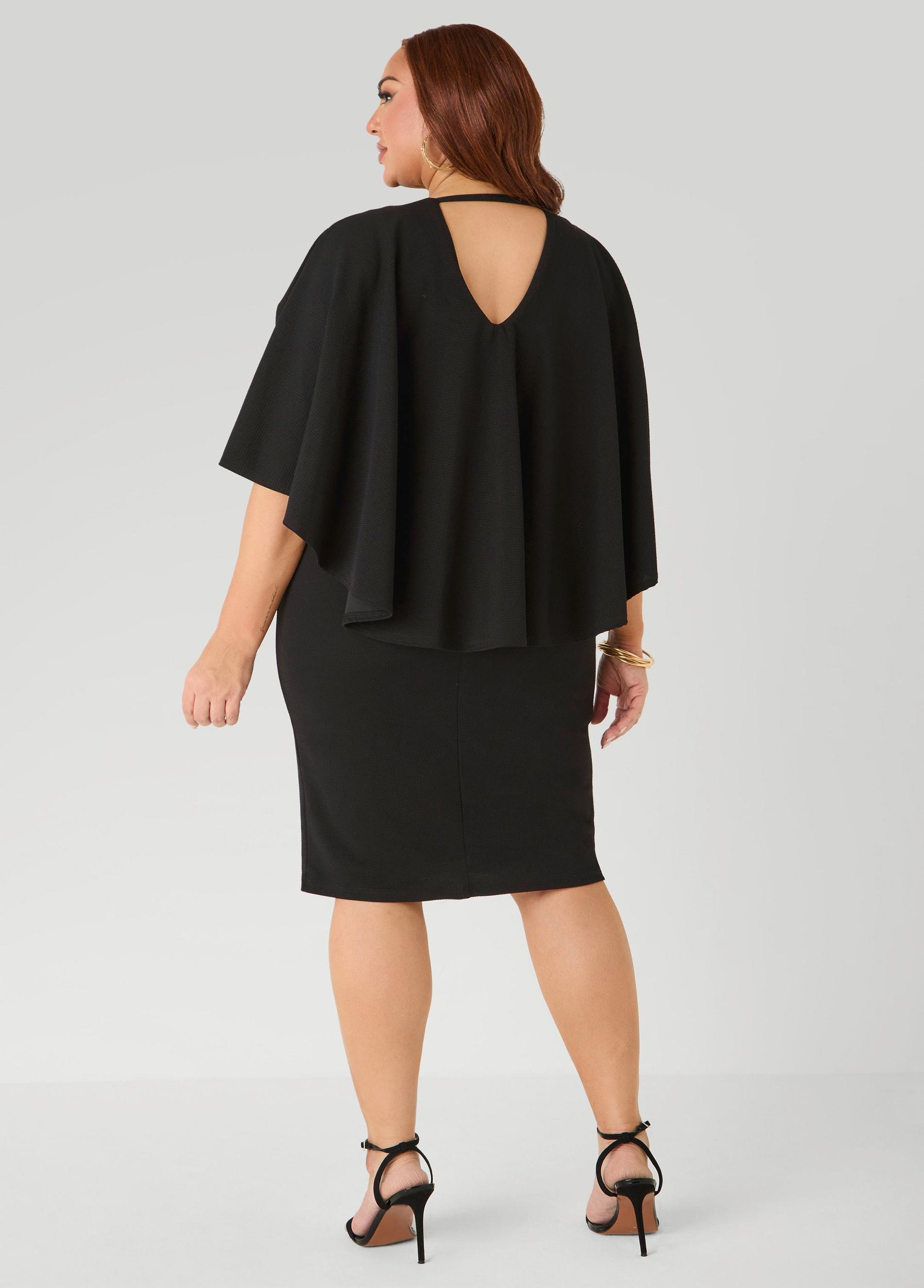 Textured Cape Sheath Dress Product Image