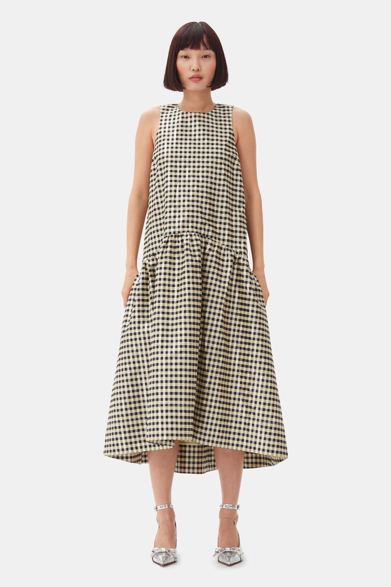 Shiny Check Jacquard Midi Dress Product Image