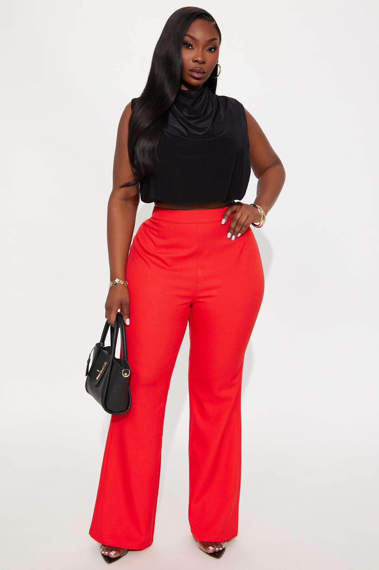 Abrina Twill Flare Pant - Red Female Product Image