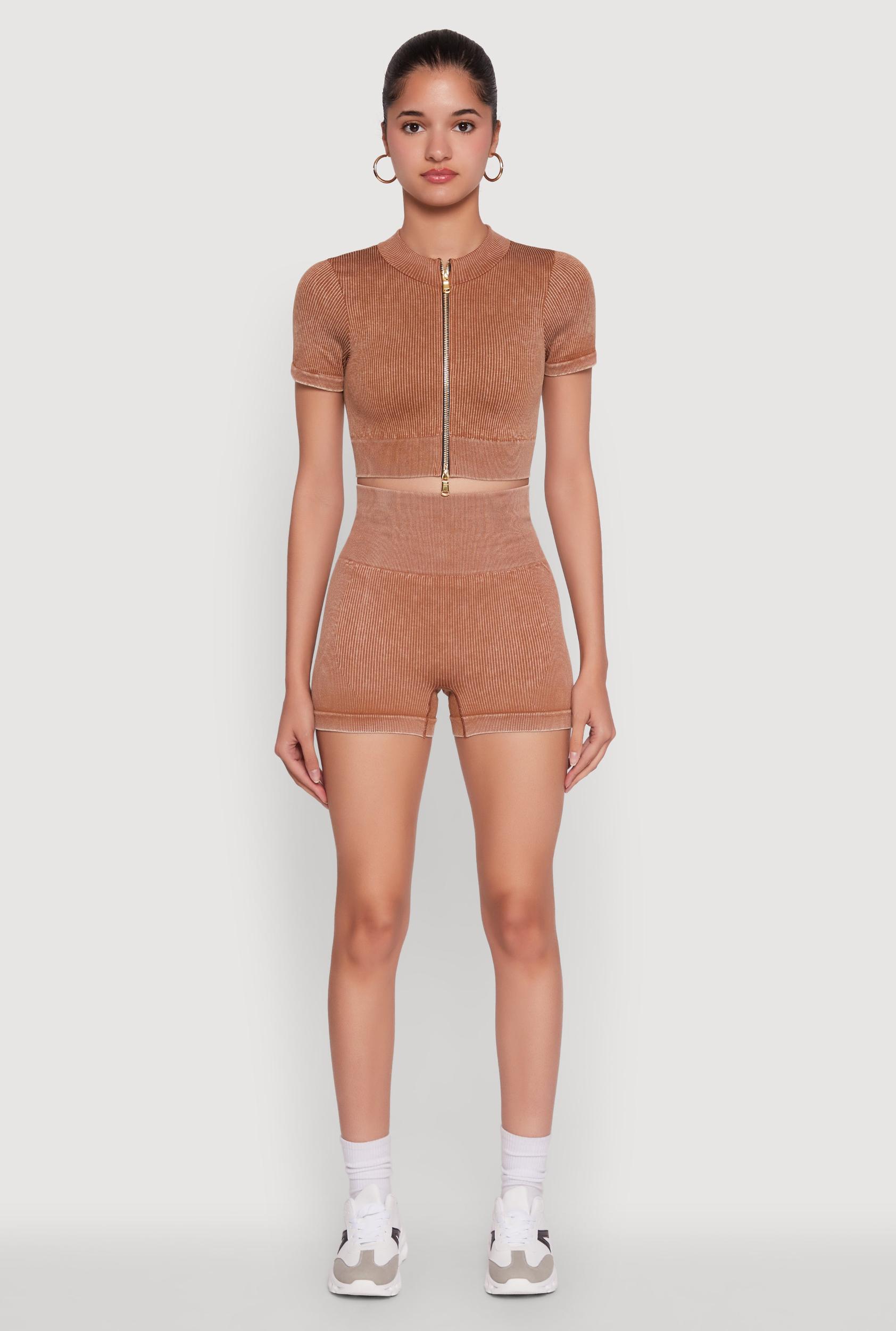 Womens High Waisted Mineral Wash Seamless Bike Shorts Product Image