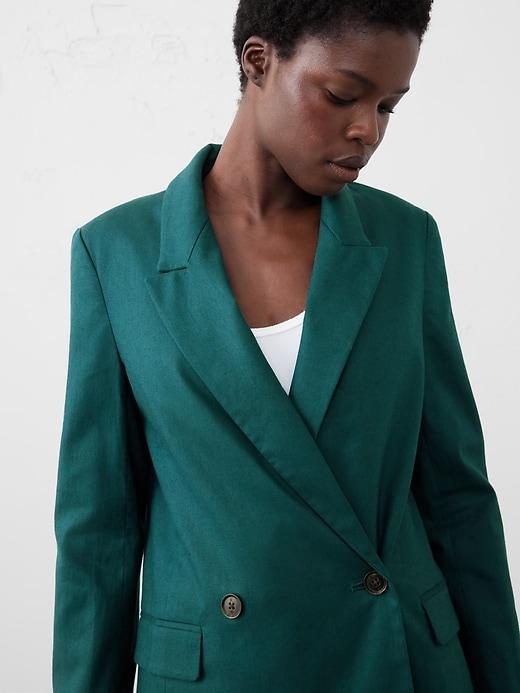 Linen-Blend Boyfriend Blazer Product Image