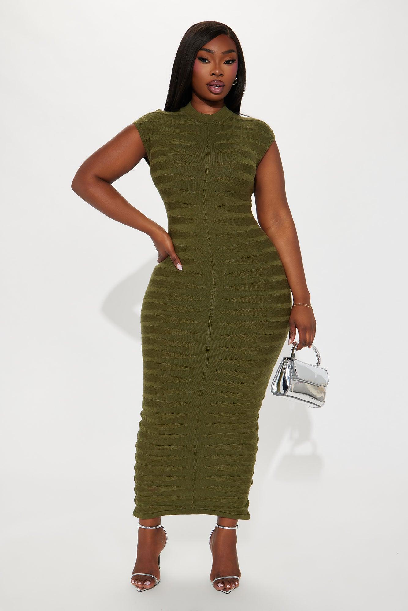 Poppy Sweater Maxi Dress - Olive Product Image