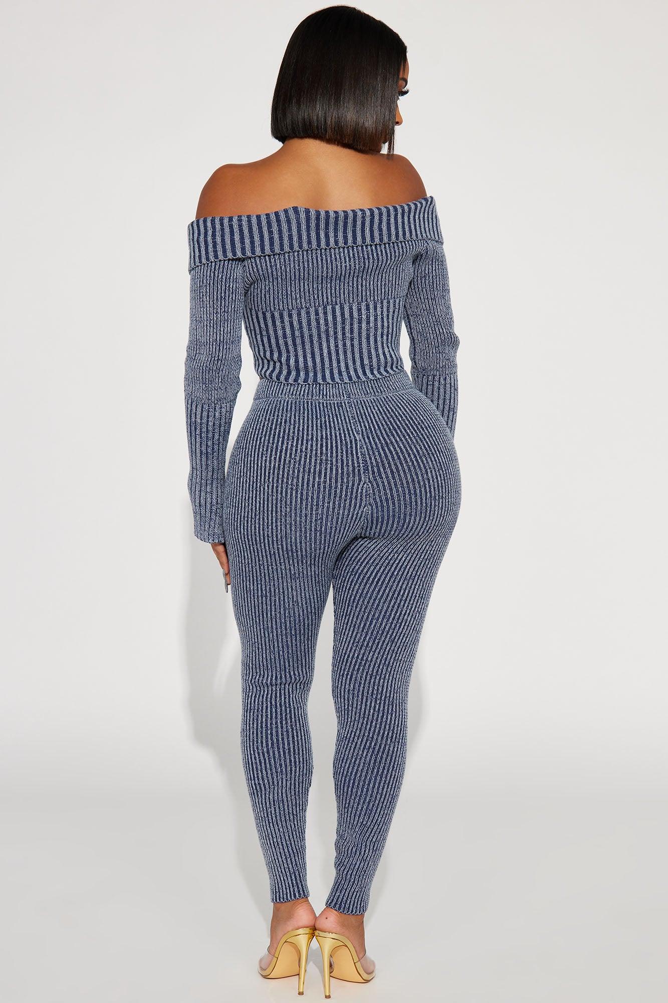 New Day Sweater Mineral Wash Legging Set - Blue Female Product Image