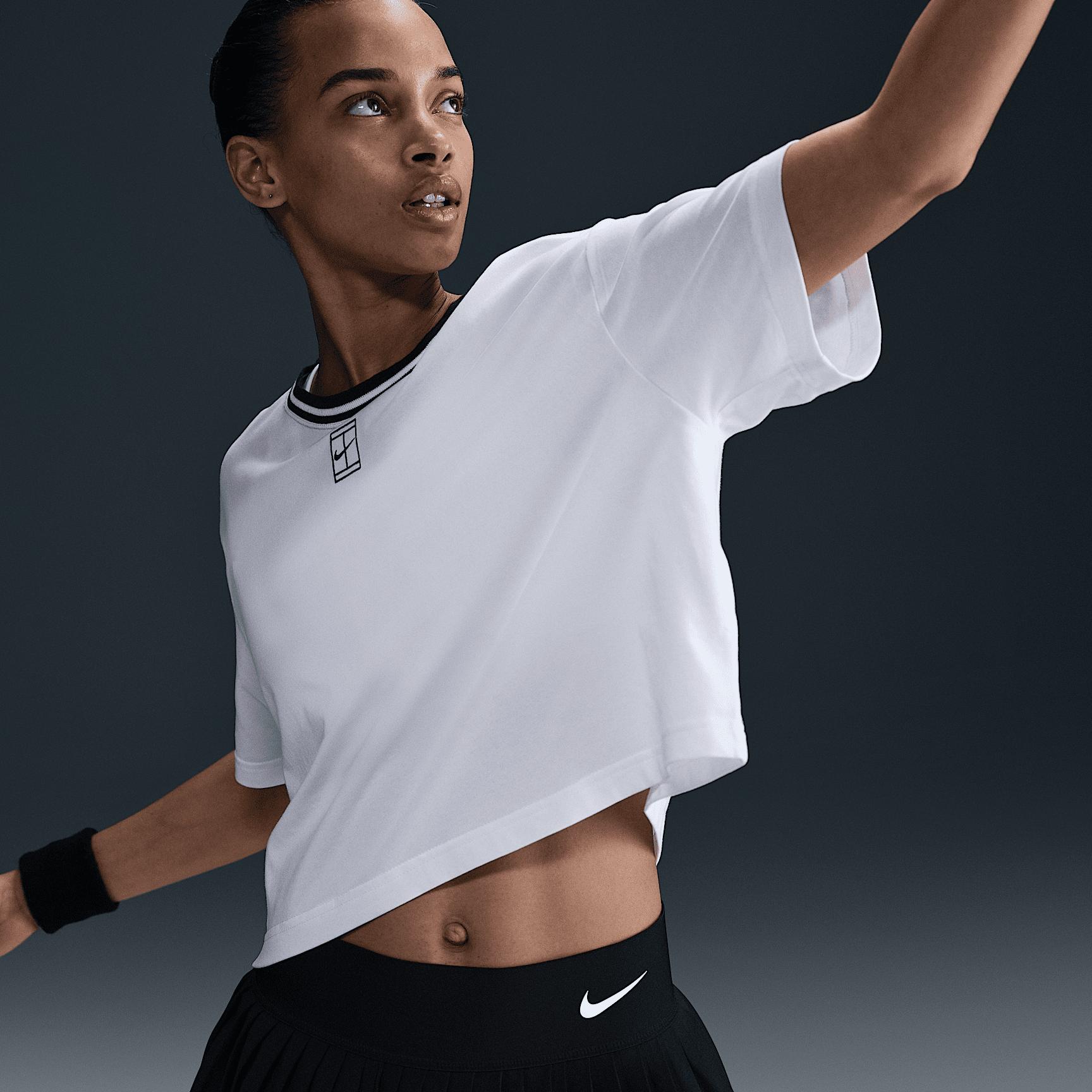 Nike Womens Heritage Dri-FIT Short-Sleeve Cropped T-Shirt | HJ3640-402 Product Image