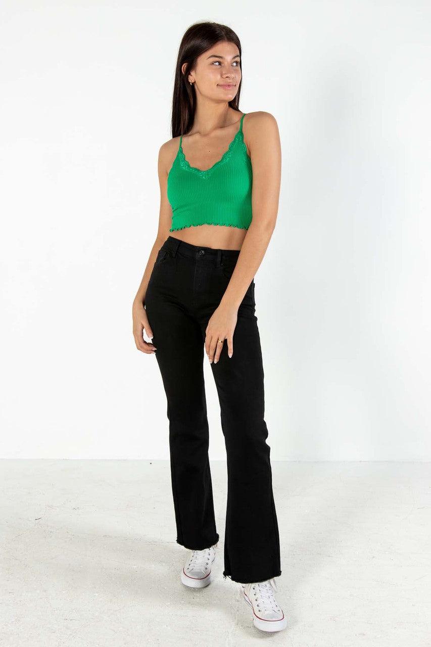 Seamless Green Lace Trim Cami Product Image