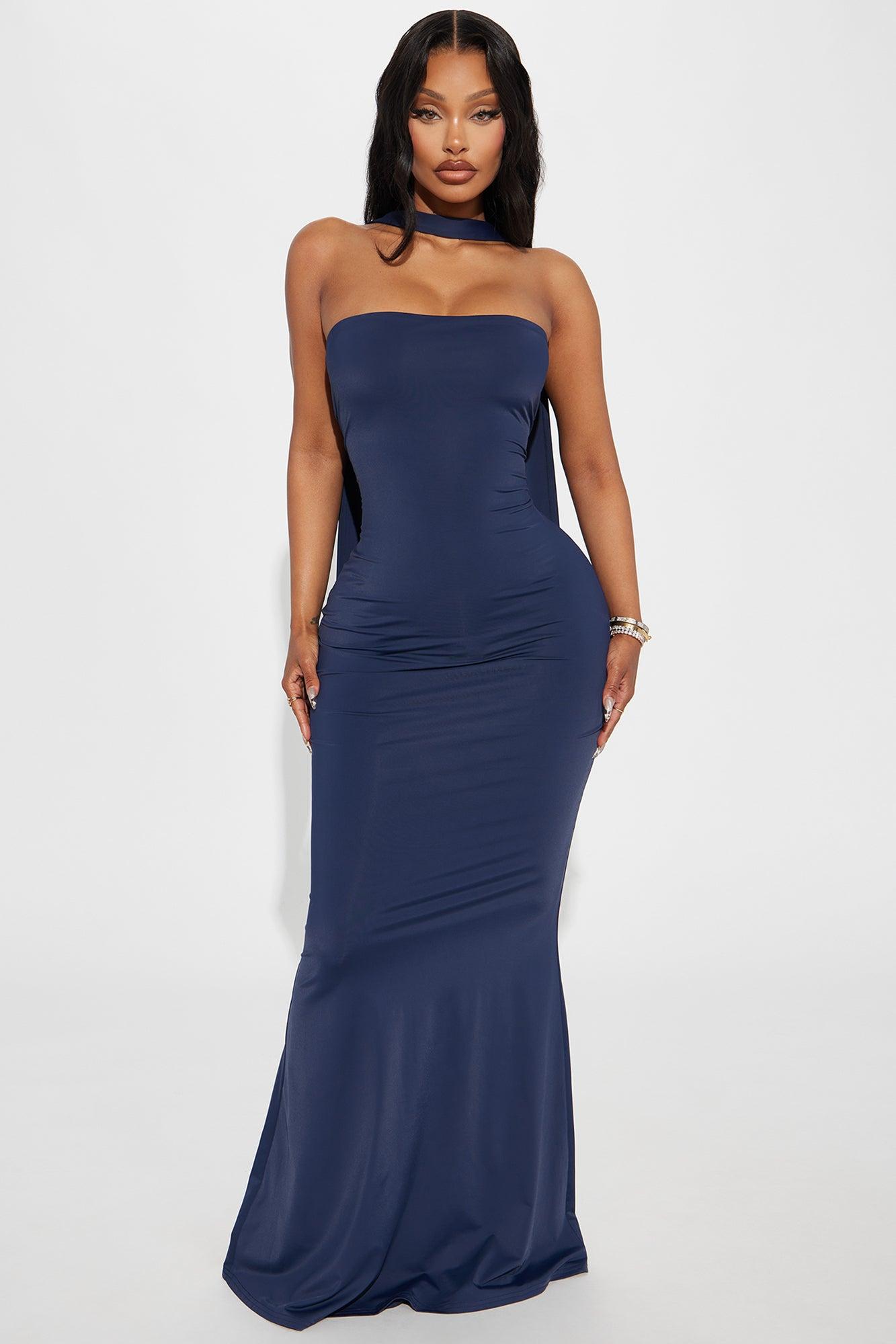 Diana Strapless Maxi Dress - Navy Product Image