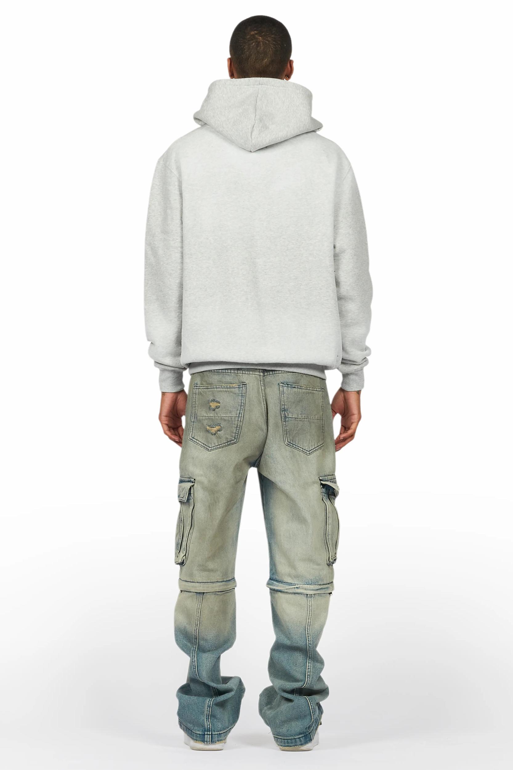 Baki Heather Grey Distressed Hoodie Male Product Image