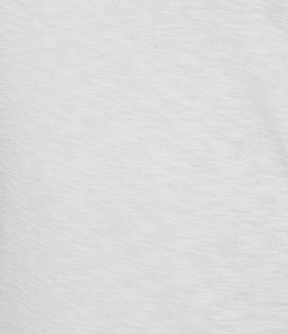 Democracy Mix-Media Scoop Neck Embroidered Elbow Puff Sleeve Top Product Image