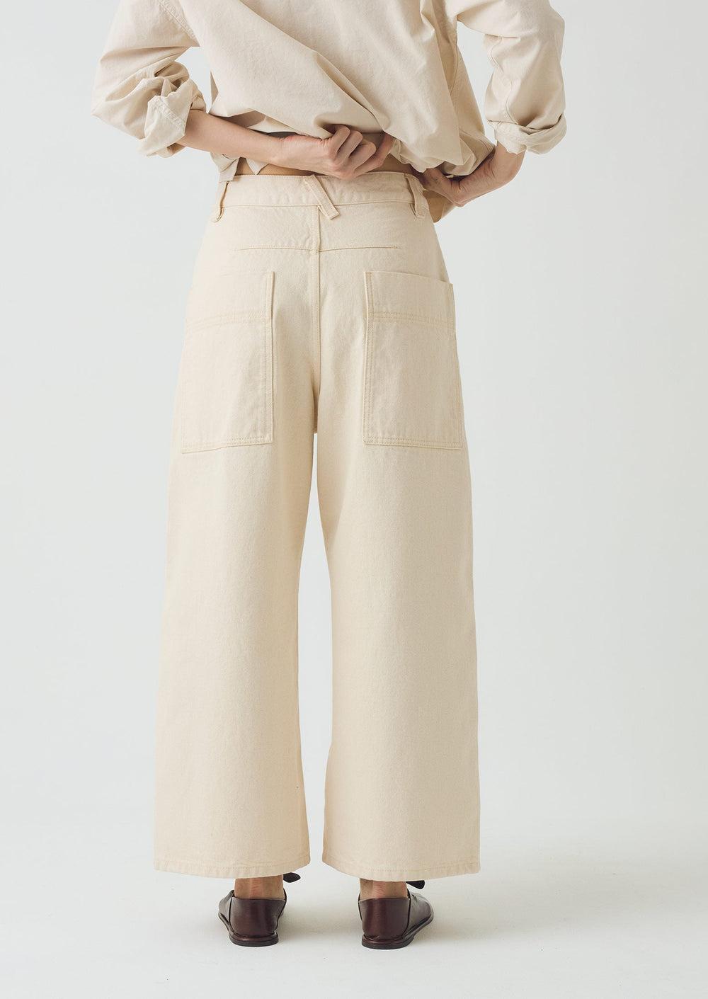 Relaxed Wide Leg Denim Pants | Ecru Product Image