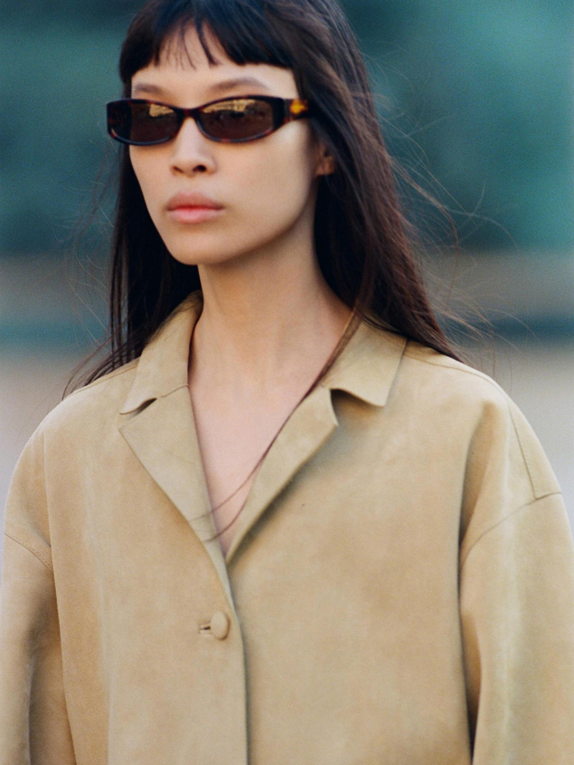 Long suede leather coat Product Image