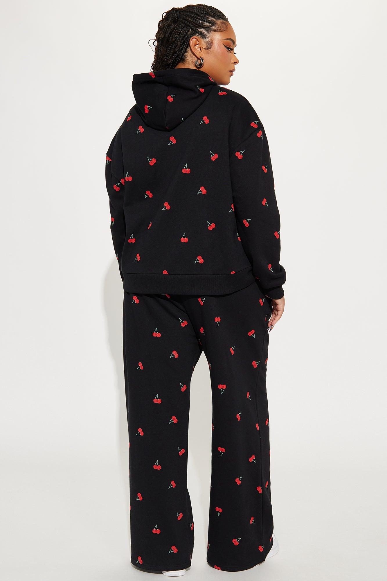 Sweeter Than Cherries Sweatsuit Set - Black Product Image
