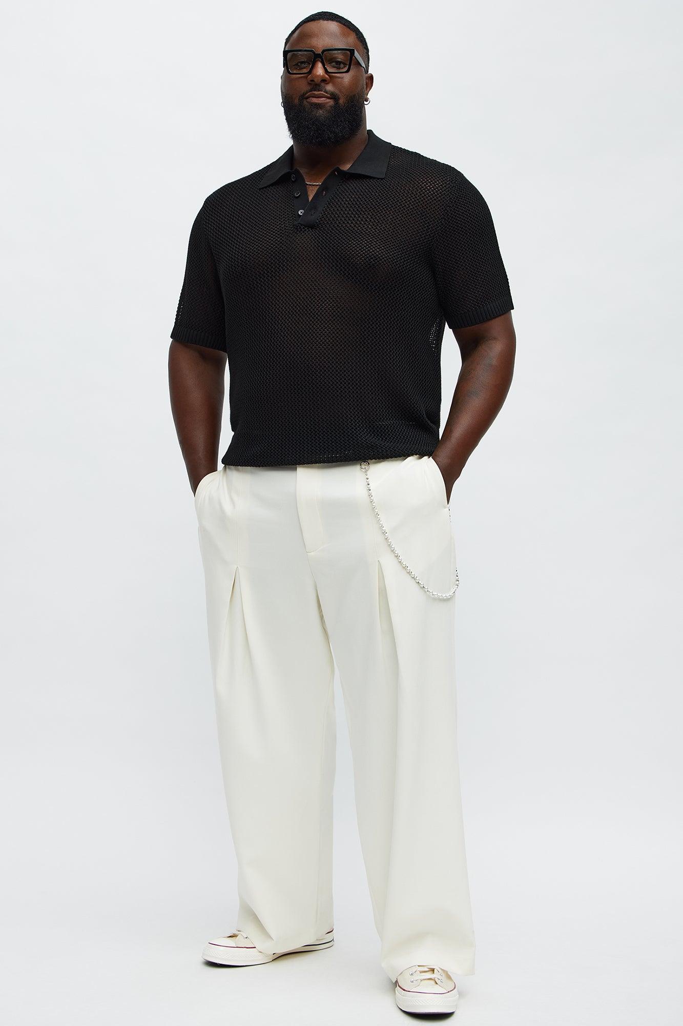 Vacation Me Please Open Knit Polo - Black Product Image