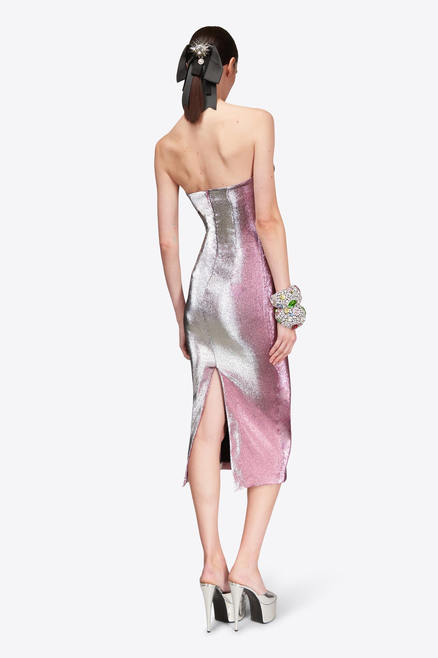 Stretch Lame Rosette Midi Dress Product Image