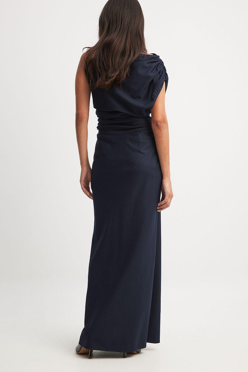 Pinstriped Woven Maxi Skirt Product Image