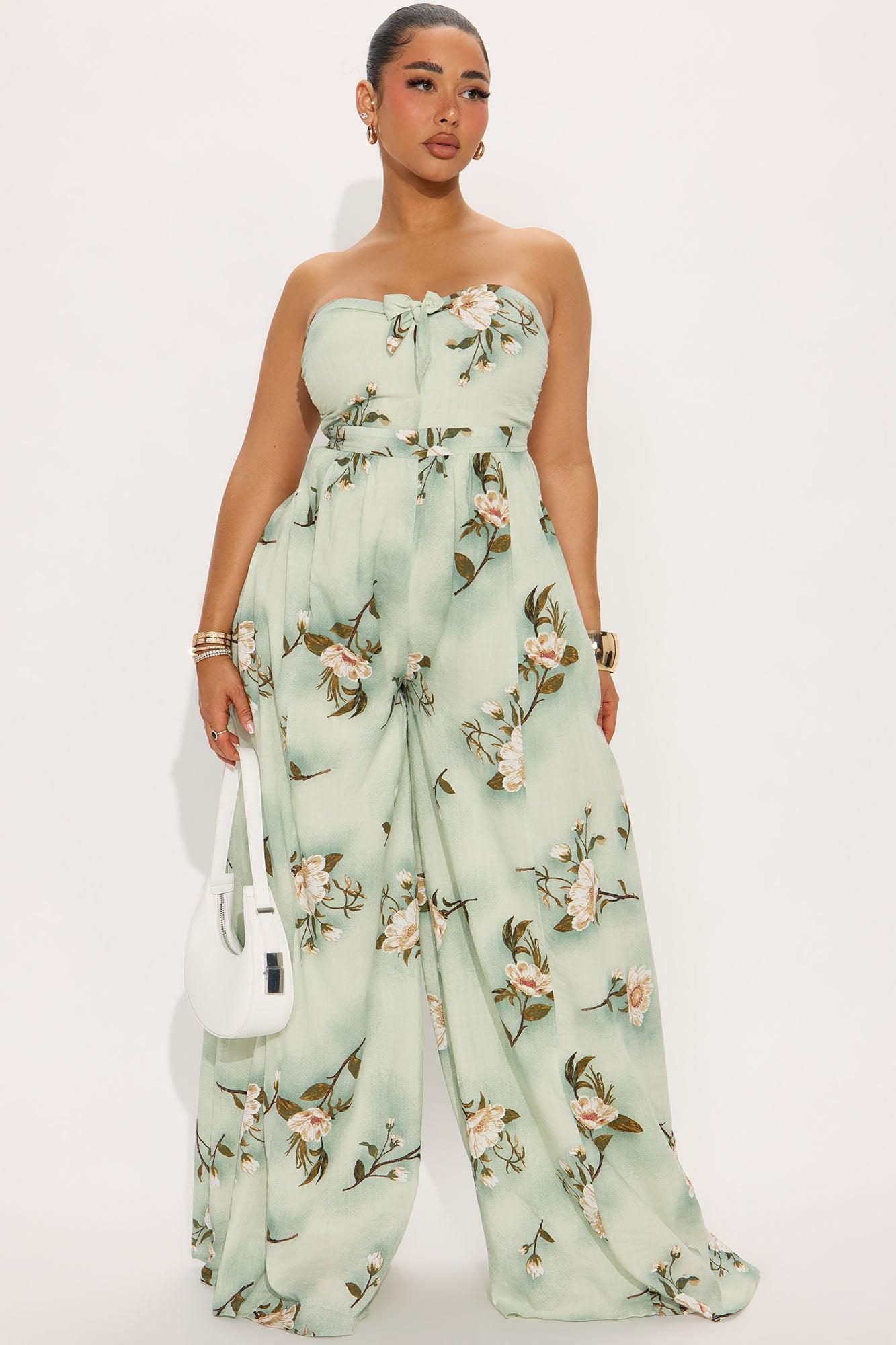 Scarlet Wide Leg Jumpsuit - Sage/combo Product Image