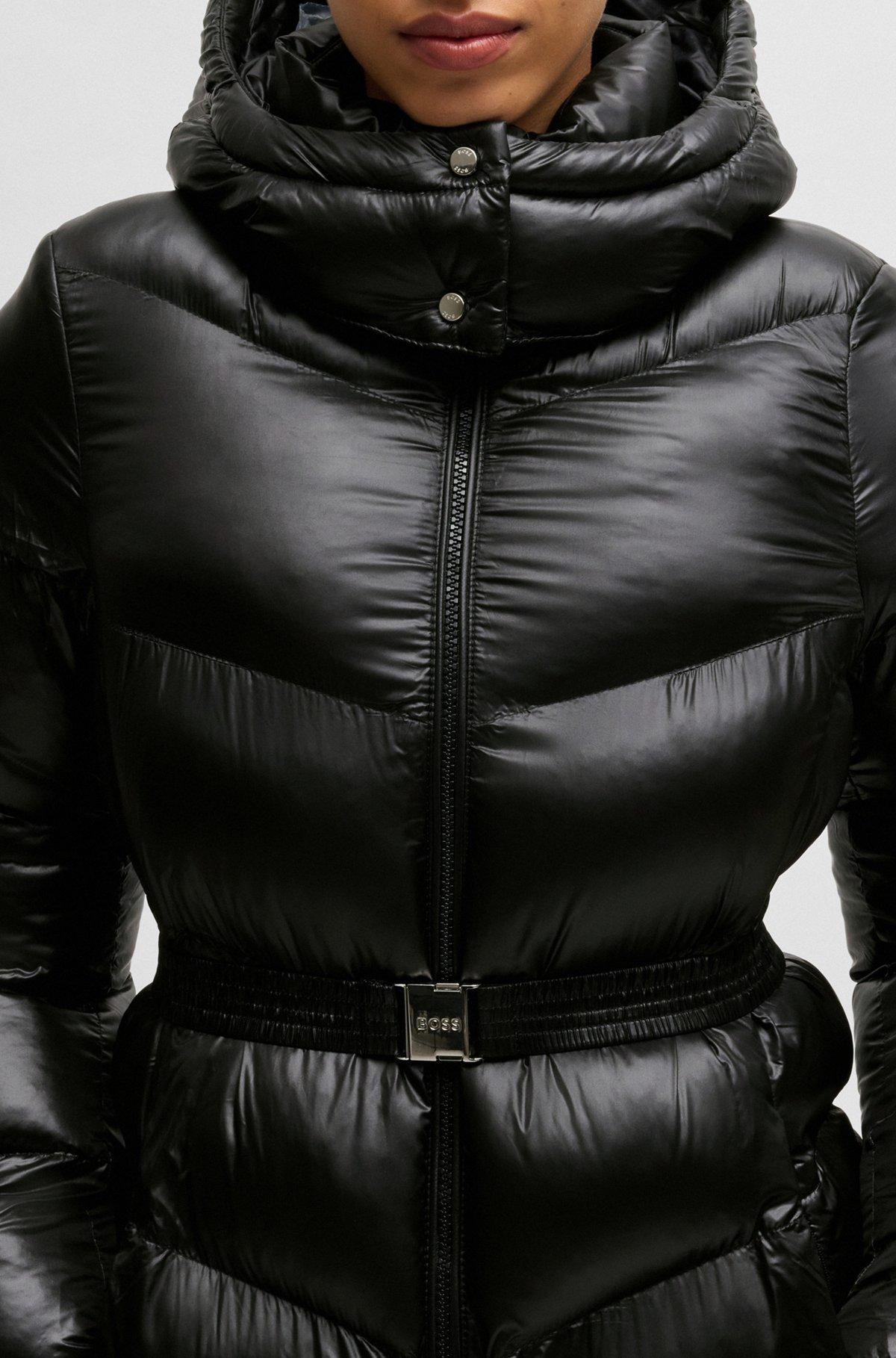 BOSS - Water-repellent puffer jacket with logo belt - Black Product Image